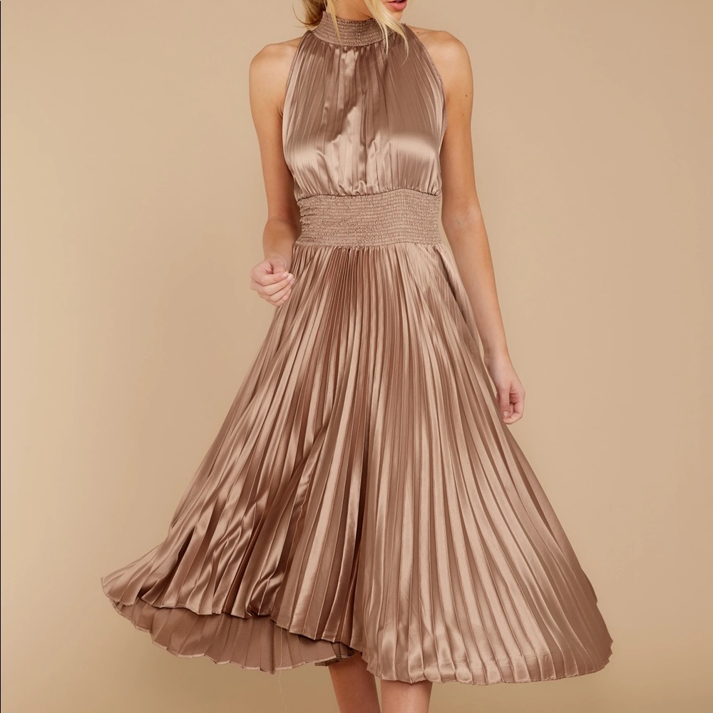 Classic Glamour Taupe Midi Dress